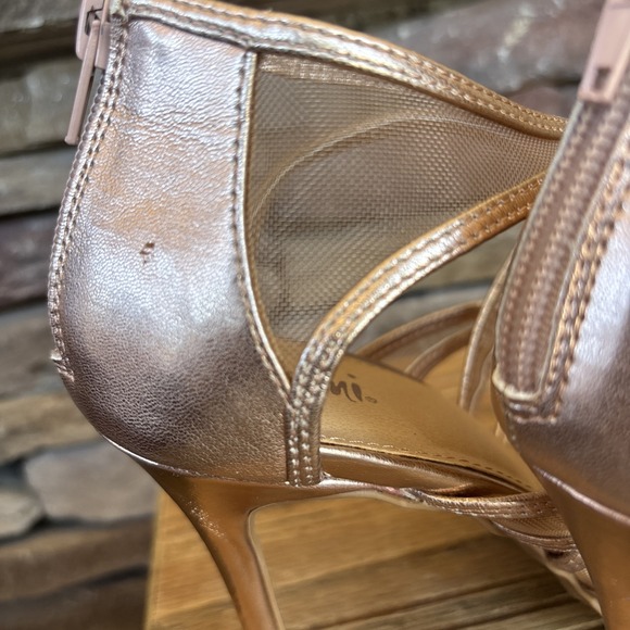Fioni Women's Cindi Rose Gold Strappy Mesh 4" Stiletto Sandal Shoes 9 M Zip Heel - Picture 15 of 16